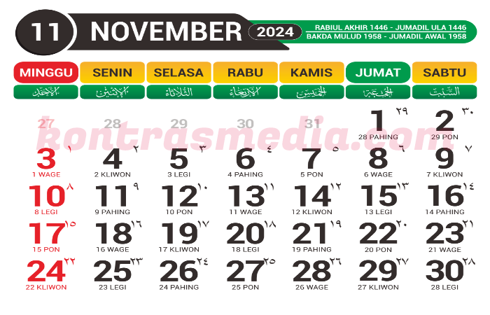 Kalender November 2024